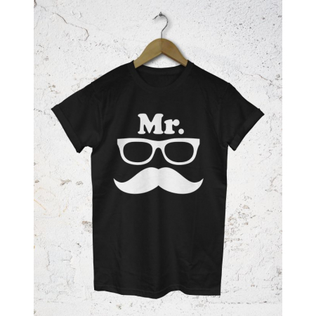 Koszulki dla par zakochanych komplet 2 szt Mr. Mrs. glasses